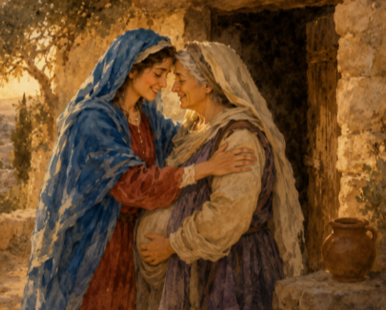 magnificat image for Virgin Mary's visit to her cousin Elizabeth, following the Annunciation
