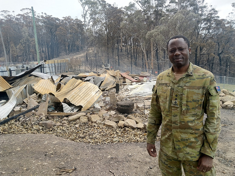 Fr Kene support the bush fire efforts with ADF